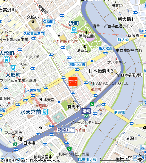 ピーコックストアトルナーレ日本橋浜町店付近の地図